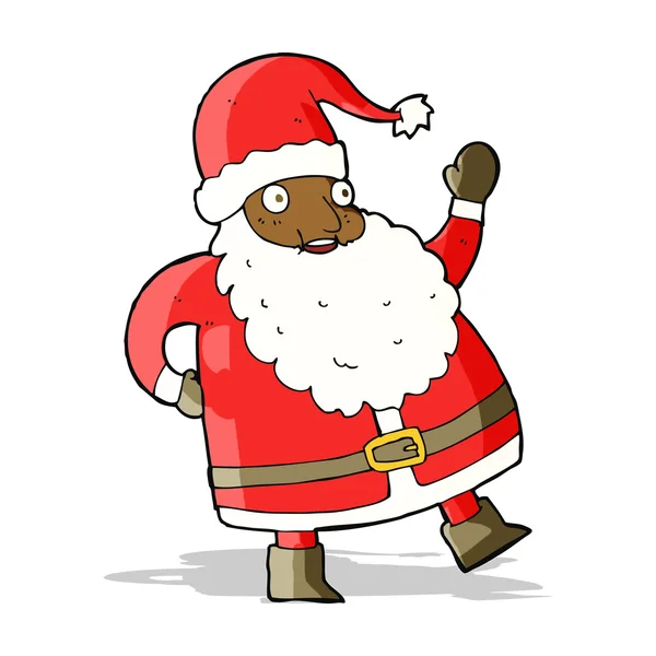 Grappig zwaaien santa claus cartoon — Stockvector