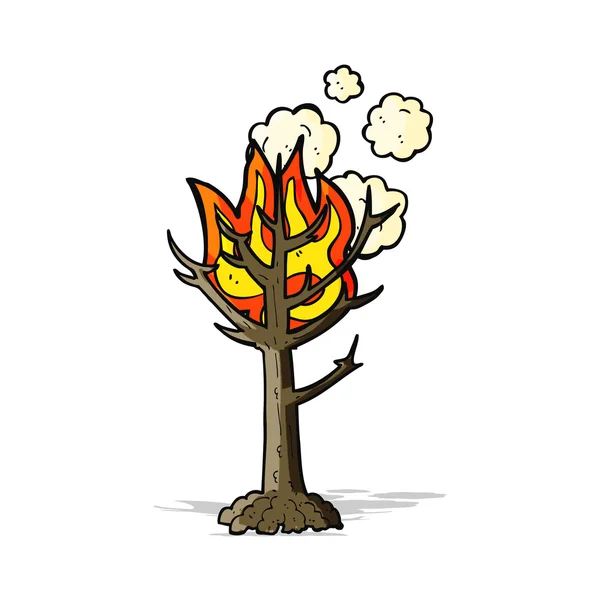 Desenhos animados árvore ardente — Vetor de Stock