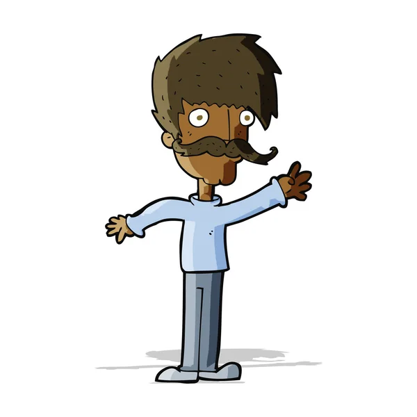 Dibujos animados ondeando bigote hombre — Vector de stock