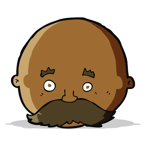 Dessin animé chauve homme avec moustache — Image vectorielle