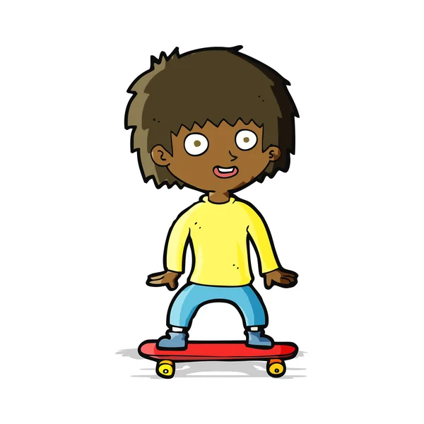 滑板上的卡通男孩 — 图库矢量图片