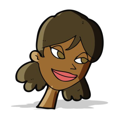 çizgi film mutlu kadın yüzü