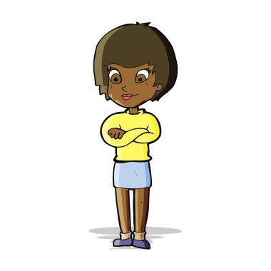 karikatür gururlu kadın