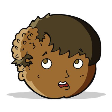 Kafasında çirkin bir büyüme olan çizgi film çocuğu.