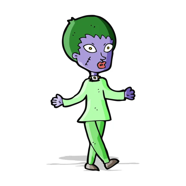 Desenho animado halloween zombie mulher — Vetor de Stock