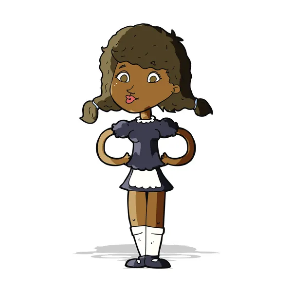 Cartoon gelukkig serveerster vrouw — Stockvector