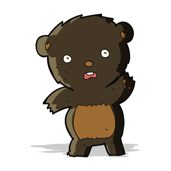 Мультяшний махаючий чорний ведмідь дитина — стоковий вектор