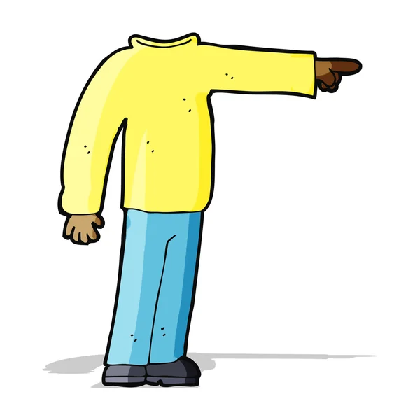 Cartoon homem sem cabeça apontando — Vetor de Stock