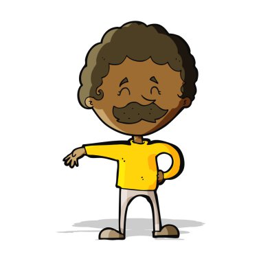 Çizgi filmci kampta jest yapıyor.