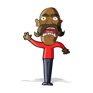 Çizgi film kızgın yaşlı adam.