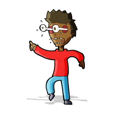 Çizgi filmdeki adamın gözleri yuvalarından fırlıyor.