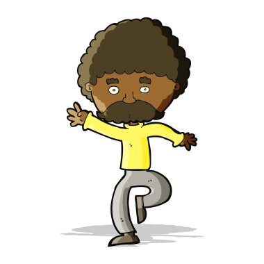 Çizgi film bıyıklı adam disko dansı