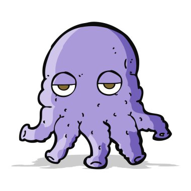 Çizgi film uzaylı mürekkep balığı suratlı
