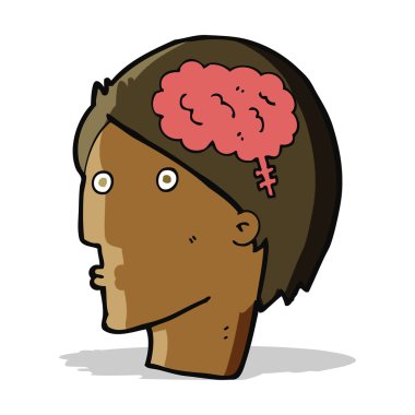 Beyin sembolü olan çizgi film adamı.