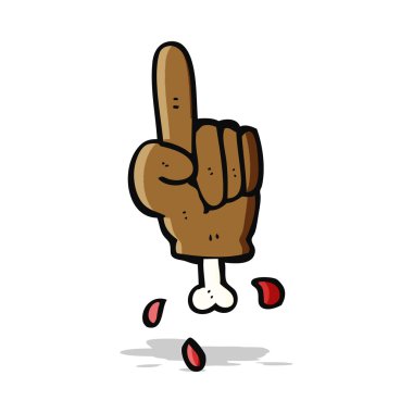 Çizgi film kesik eli işaret ediyor