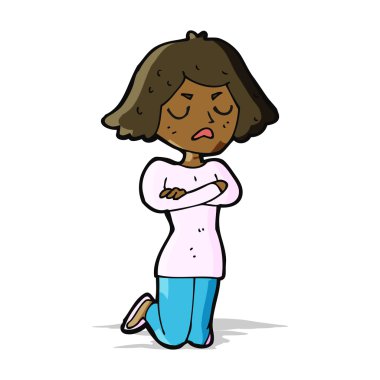 karikatür rahatsız kadın