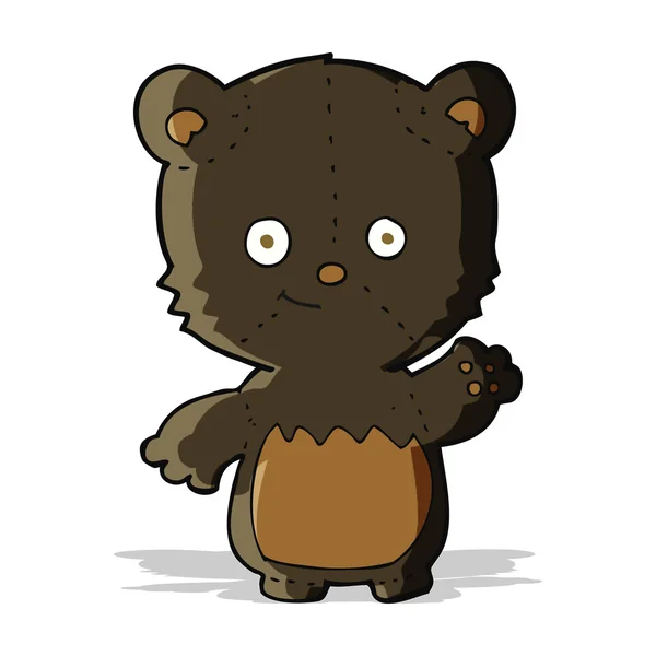 Tecknad svart björnunge viftar — Stock vektor