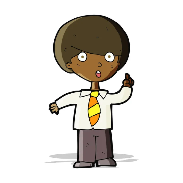 Karikatura školní chlapec zodpovězení otázky — Stockový vektor