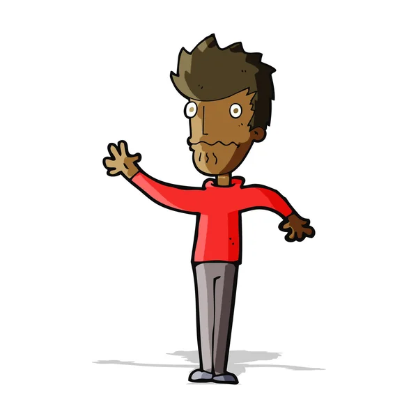 Cartoon bezorgd man reiken — Stockvector