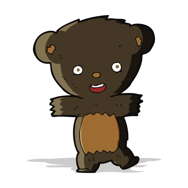 Kreskówka pluszowy czarny niedźwiedź szczenię — Wektor stockowy