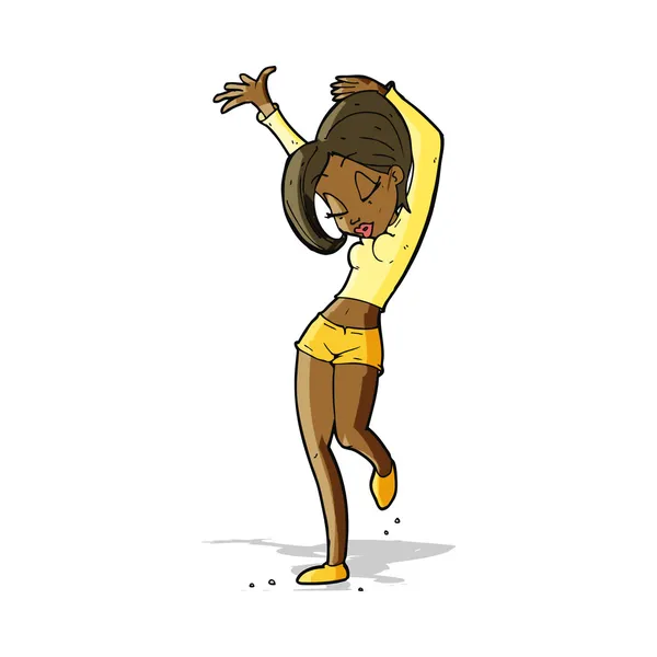 Dibujos animados mujer bonita bailando — Vector de stock