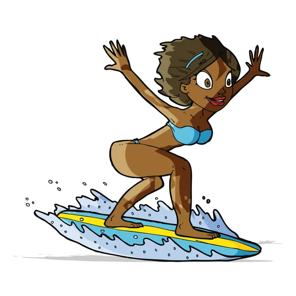 Cartoon surfeur fille — Image vectorielle