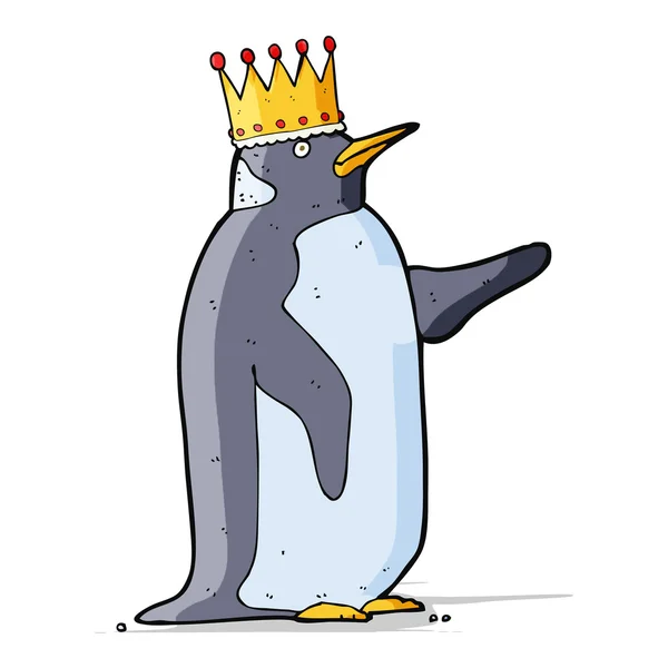 Pinguim dos desenhos animados usando coroa — Vetor de Stock