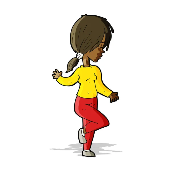 Chica de dibujos animados bailando — Vector de stock