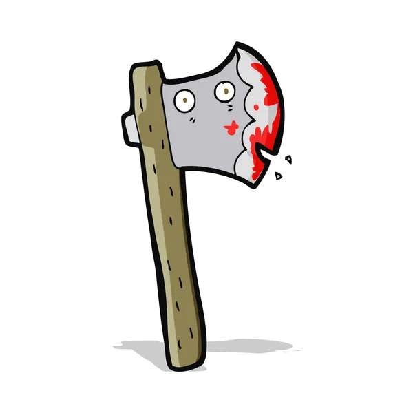 Bloody cartoon axe — Stock Vector