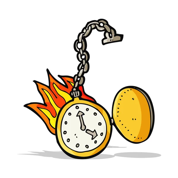 Dibujos animados llameante reloj — Vector de stock