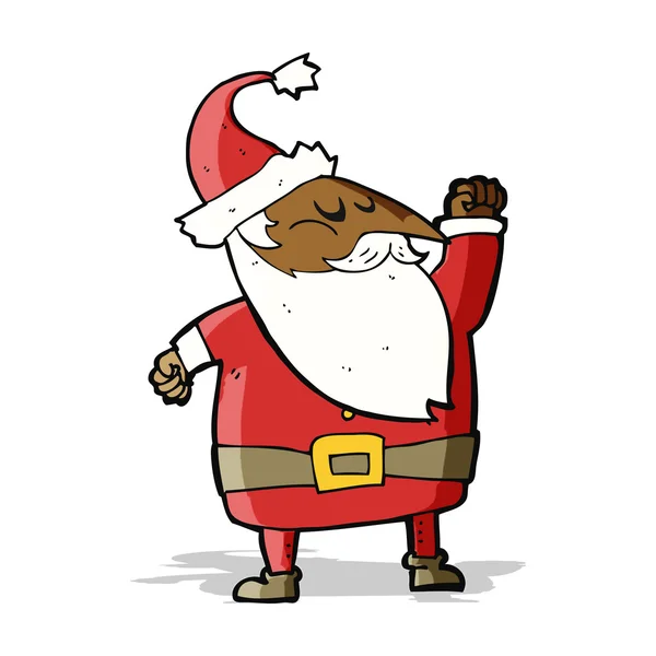 Dessin animé père Noël claus punching air — Image vectorielle