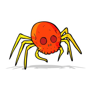 karikatür spooky halloween kafatası örümcek