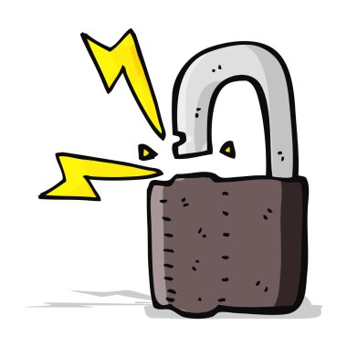 karikatür asma kilit simgesi