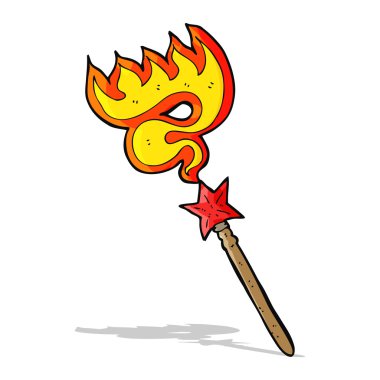 çizgi film sihirli değneği ateş büyüsü yapıyor.