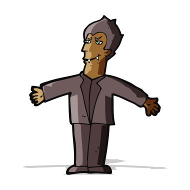 Açık kollu vampir adam çizgi filmi.