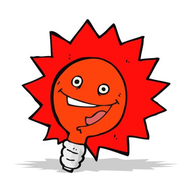 Mutlu yanıp sönen kırmızı ampul çizgi filmi 