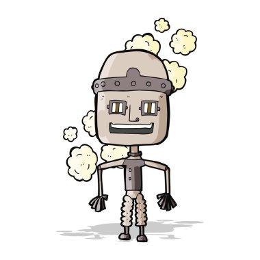 Komik çizgi film yaşlı robot.