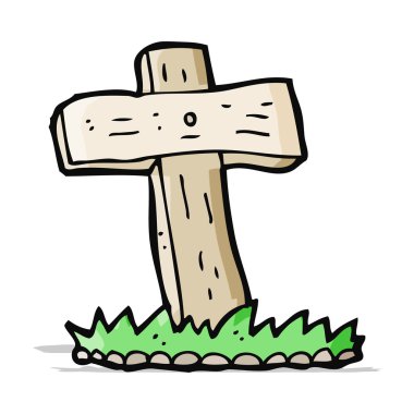 çizgi film ahşap haç mezar