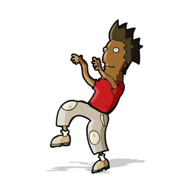 Çizgi film mutlu adam komik dans yapıyor.