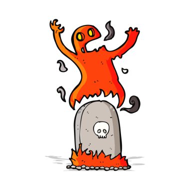Karikatür hayaleti mezarından çıkıyor.