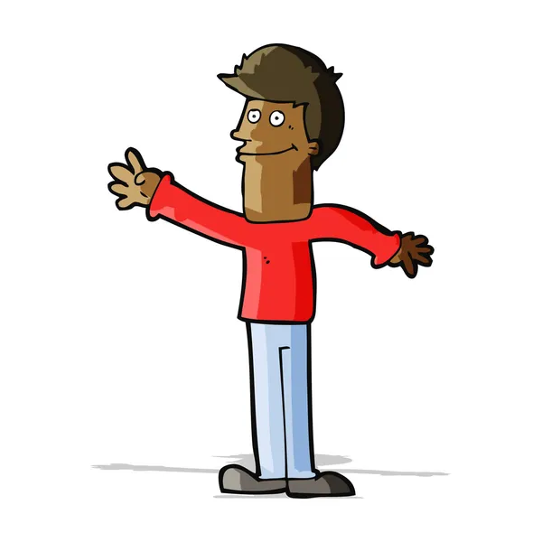 Cartoon gelukkig man zwaaien — Stockvector