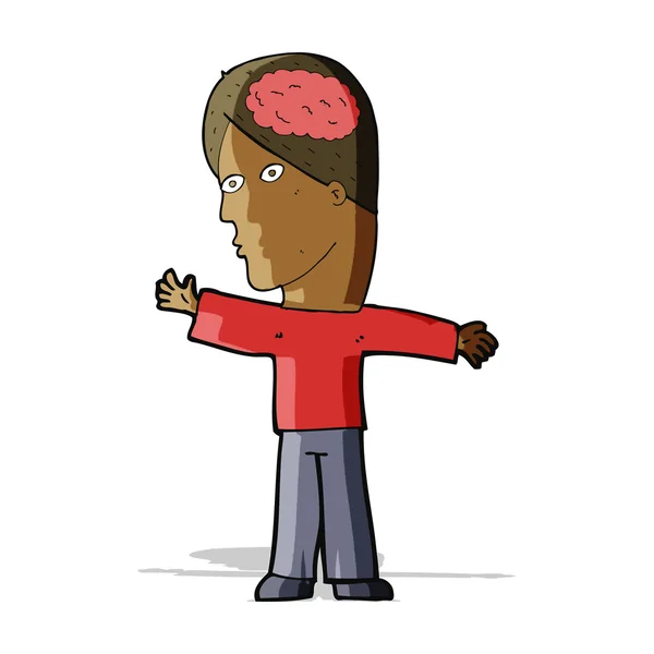 Cartoon Mann mit Gehirn — Stockvektor