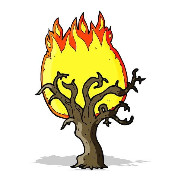 Dessin animé arbre d'hiver en feu — Image vectorielle