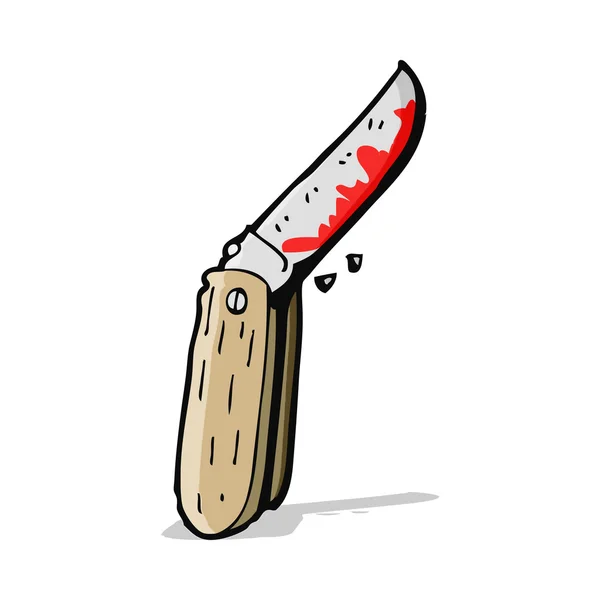 Cuchillo plegable sangriento de dibujos animados — Vector de stock