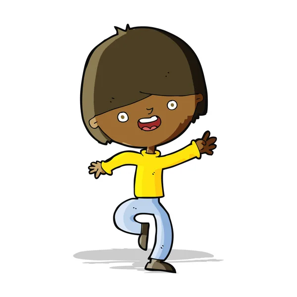 Cartoon gelukkig jongen dansen — Stockvector