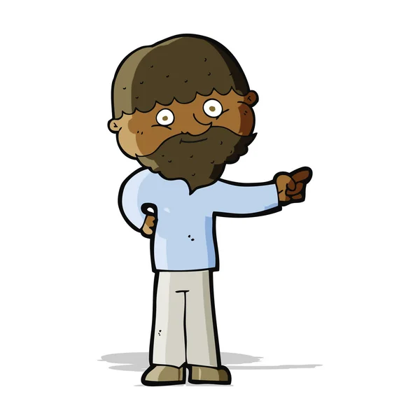 Cartoon bearded man pointing — Stock Vector