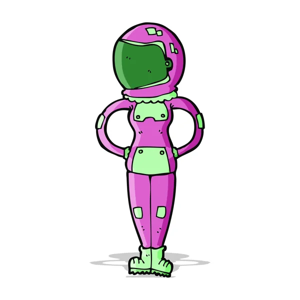 Astronauta mujer de dibujos animados — Vector de stock