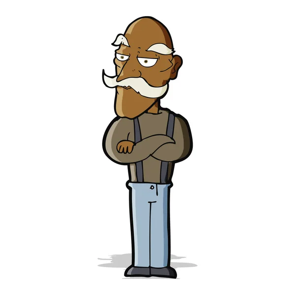 Cartoon verveeld oude man — Stockvector