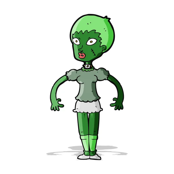 Dibujos animados zombie monstruo mujer — Vector de stock