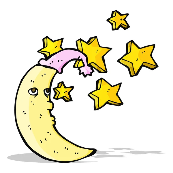 眠そうな月漫画 — ストックベクタ